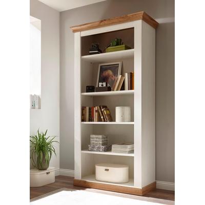 Regal HOME AFFAIRE "Cremona, Schrank, Wohnzimmerschrank, Mehrzweckschrank, Regal", weiß (pinie weiß nb, pinie weiß nb, applikation wotan eiche nb), B:102cm H:204cm T:44cm, Holzwerkstoff, Regale, Standregal, im Landhausstil, ausreichend Stauraum,...
