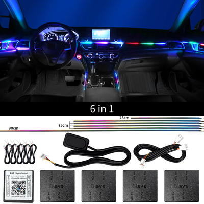 Of Wheels Deals RGB Symphony Streamer, Led Car Ambient Lights, Bluetooth Rainbow Acrylic Strips, Atmosphere Lamp Kit symphony 6 In 1