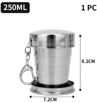 Uplift Essentials Stainless Steel Portable Telescopic Folding Cup 250ml