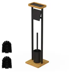 Relaxdays WC-Garnitur mit Ablage Hellbraun,Schwarz