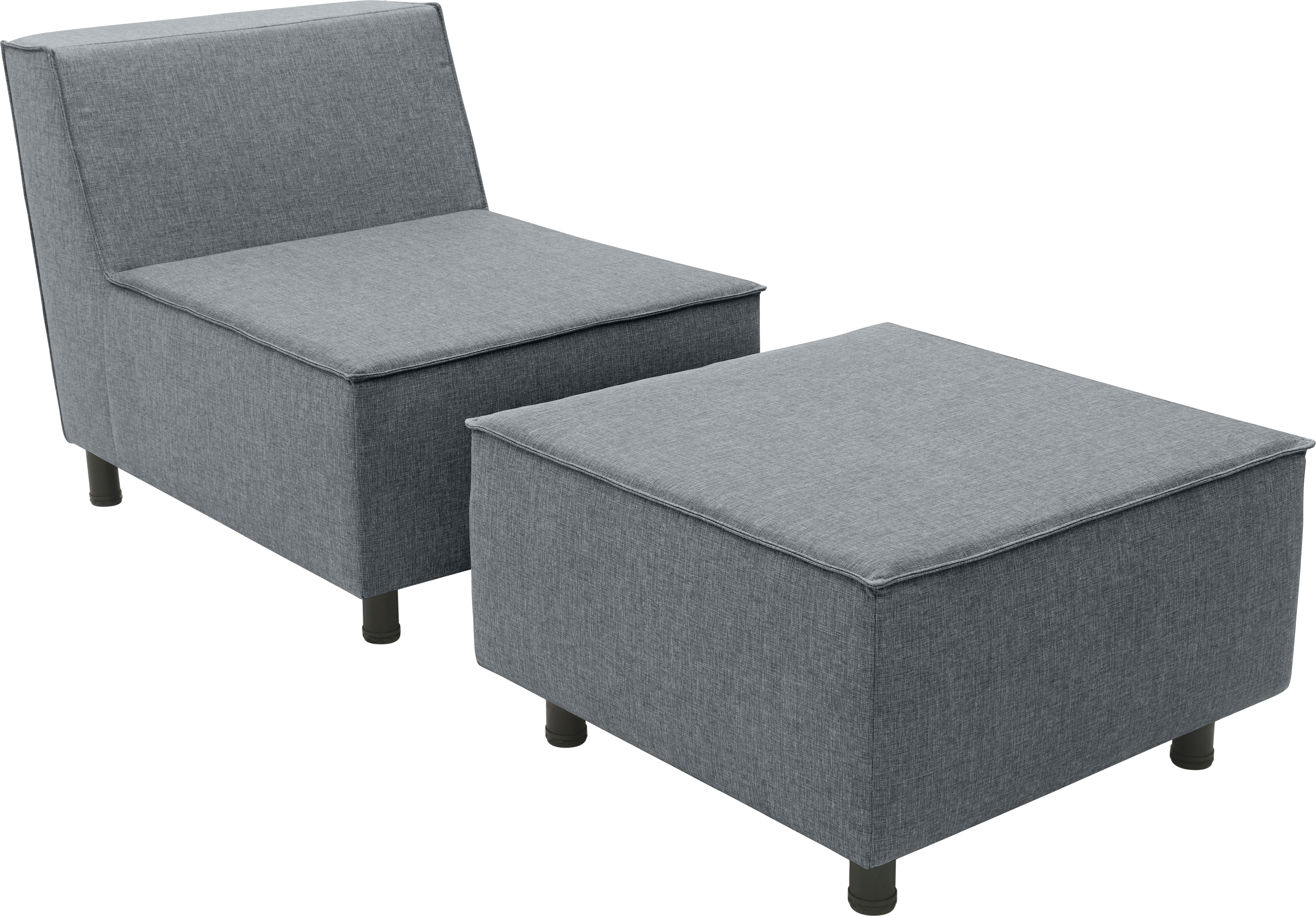 DOMO collection "Sonna, individuell zusammenstellbar" Einzelelemente für Terrasse, Garten und Balkon, speziell für Outdoor dunkelgrau Flachgewebe,mit Hocker