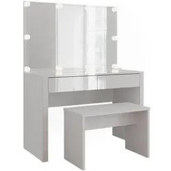 Vicco, Schminktisch, Annabelle mit LED-Beleuchtung und Bank (110 x 50 x 75.50 cm)