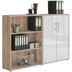 Aktenschrank Office Edition Sw Set 1 niedrig Eiche/Weiß
