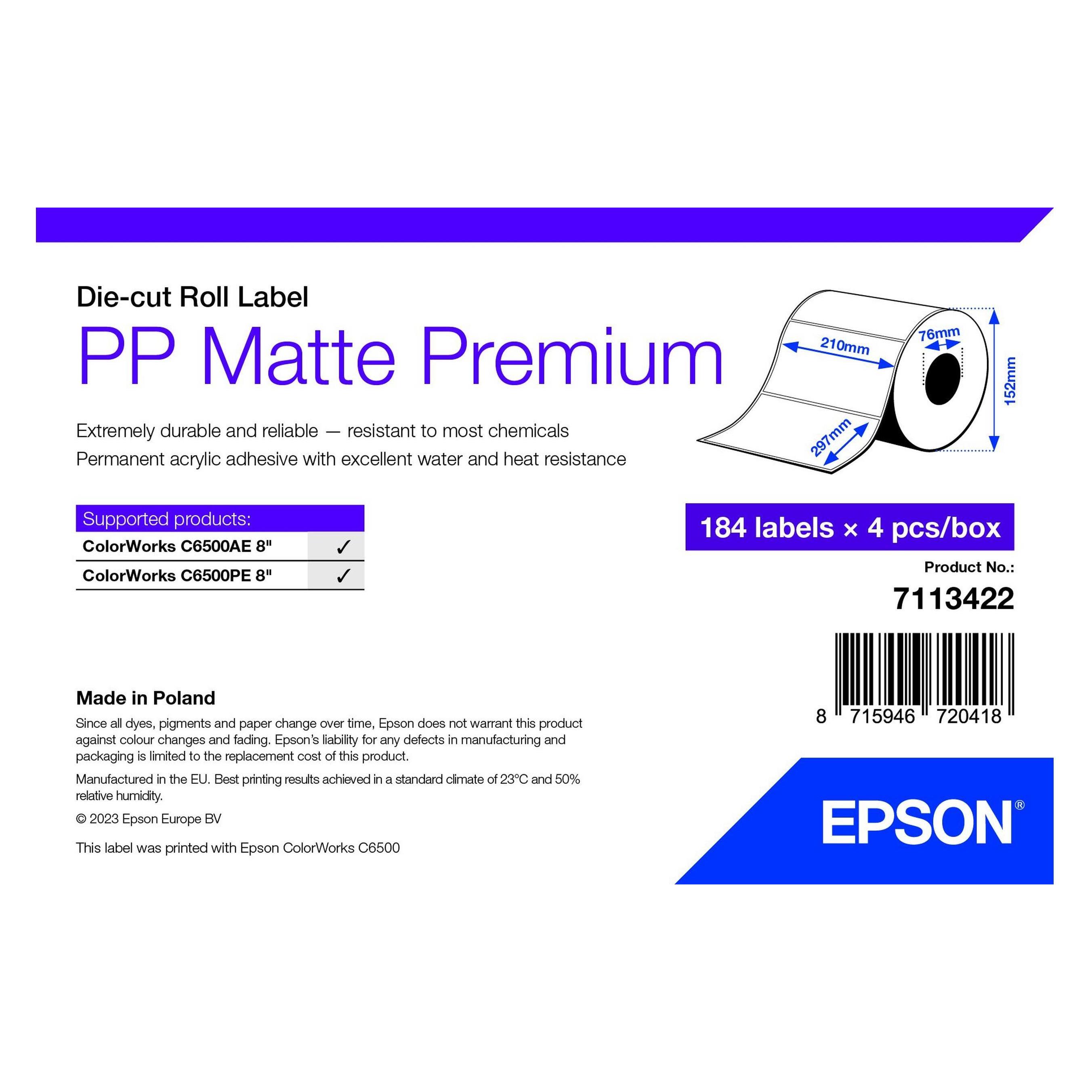 Epson Pp Matte Label Prem Die-Cut (210 mm) (7113422)