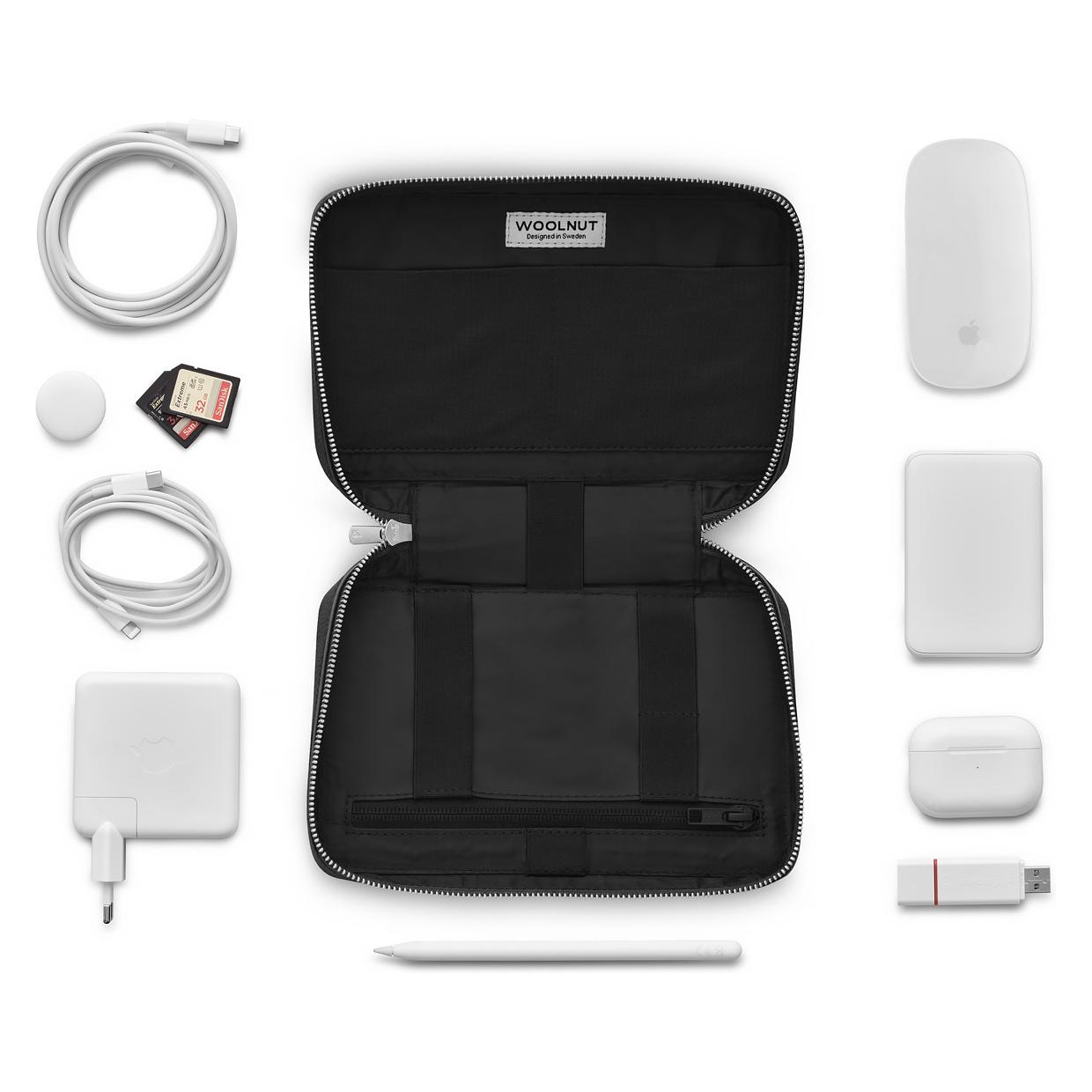 Woolnut Leather Tech Organizer -tarvikelaukku, musta (WNUT-TO-A-867-BK)