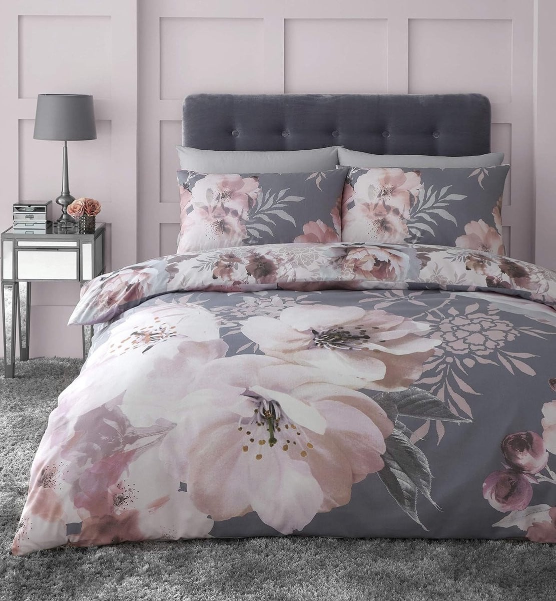 Lansfield dubbel dekbedovertrekset - Grijs - 200 x 200 cm