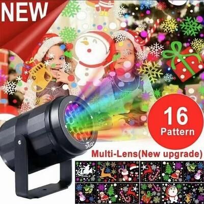 Inspire Select Snowflake Christmas Projector Lights Outdoor, USB Powered Rotating LED Pattern Stage Light, Waterproof Holiday Decor 16 Pattern Usb Plug