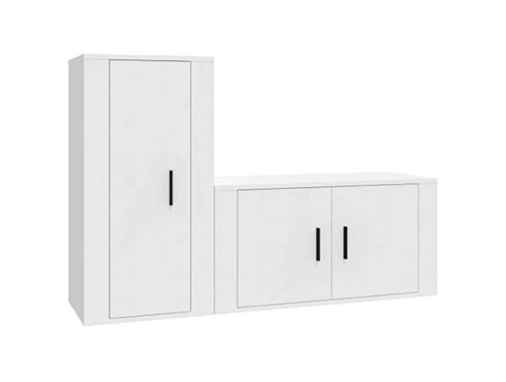 GHVBNMF 2-tlg. TV-Schrank Set Wandmontage Weiß Holzwerkstoff Platzsparendes Hänge-Lowboard Set für Wohnzimmer & Schlafzimmer mit viel Stauraum für Receiver & Medien.