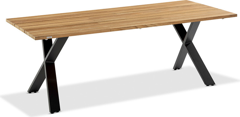 Niehoff Noah Tisch Aluminium X-Gestell Anthrazit/Teak