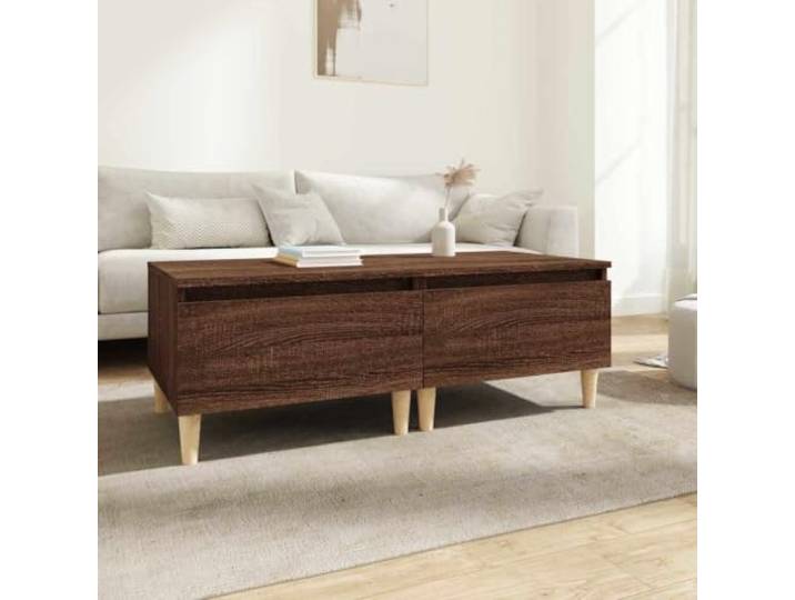 HEFZGDB Beistelltische 2 STK. Braun Eiche 50x46x35 cm Holzwerkstoff mit Schublade und Holzbeinen für Wohnzimmer