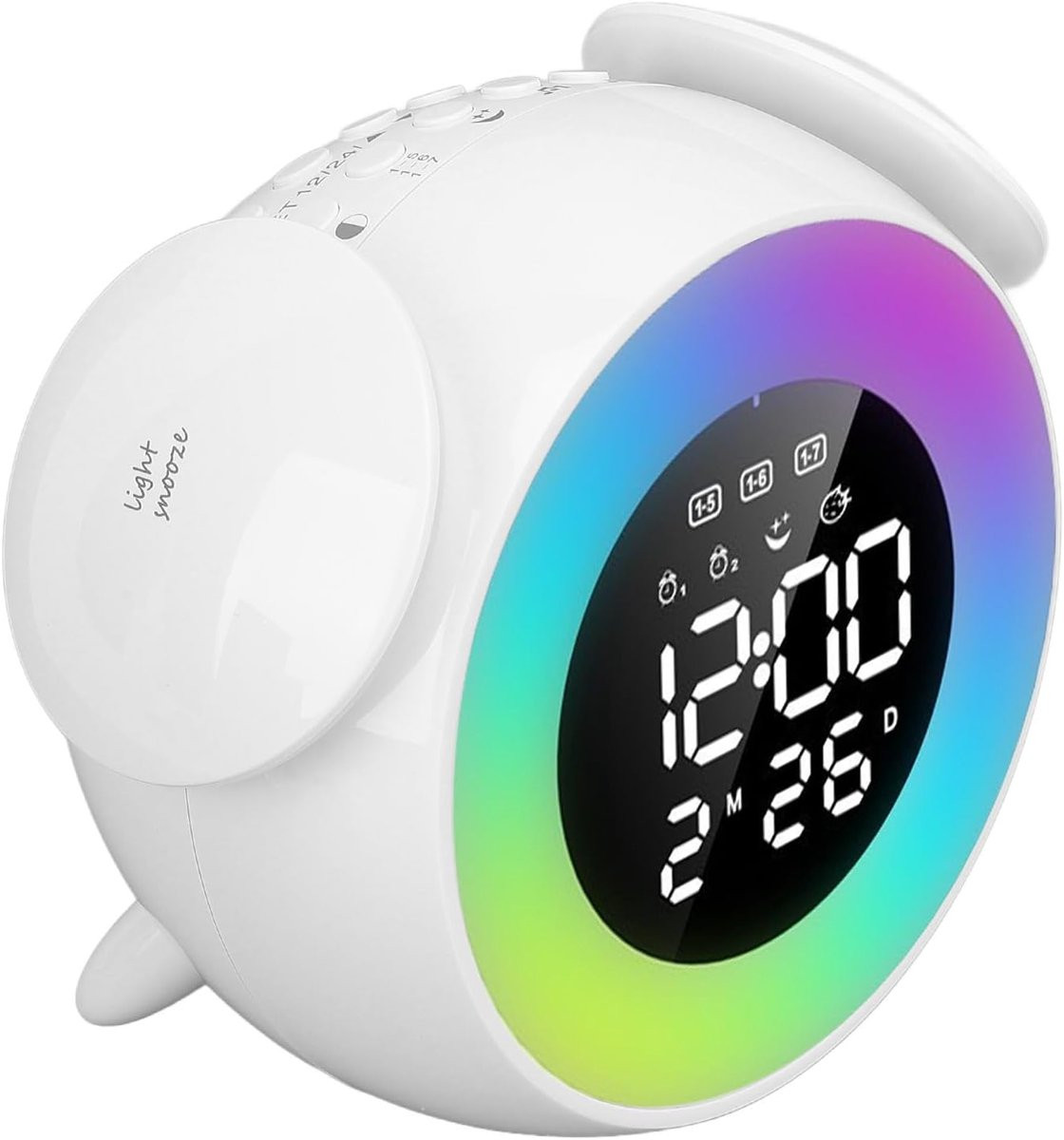 Digitale Wake Up Light Wekker met RGB Nachtlamp en Muziek voor Slaapkamer en Bureau