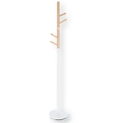Kleiderständer Kent aus Metall, modern, Weiß, stabiles Stahlrohr, 6 Haken, für Flur und Schlafzimmer