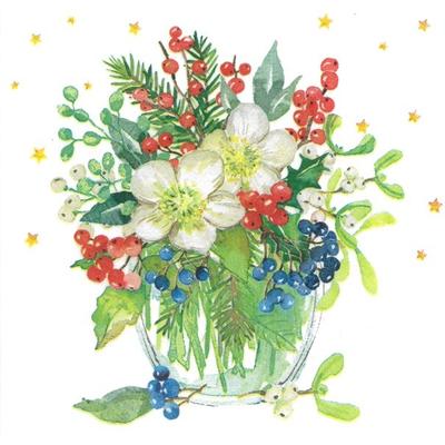Home Fashion, Christmas Bouquet, Lunch-Servietten aufgefaltetes Maß 33 cm x 33 cm, im Viertelfalz, 20 Stück pro Pack