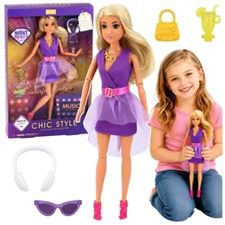 Anlily Modepuppe im lila Kleid, Kopfhörer-Accessoire-Set