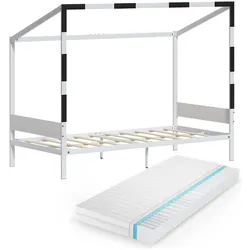 VitaliSpa, Kinderbett, Kinderbett Goal, Weiss/Schwarz, 90x200 mit Matratze (90 x 200 cm)
