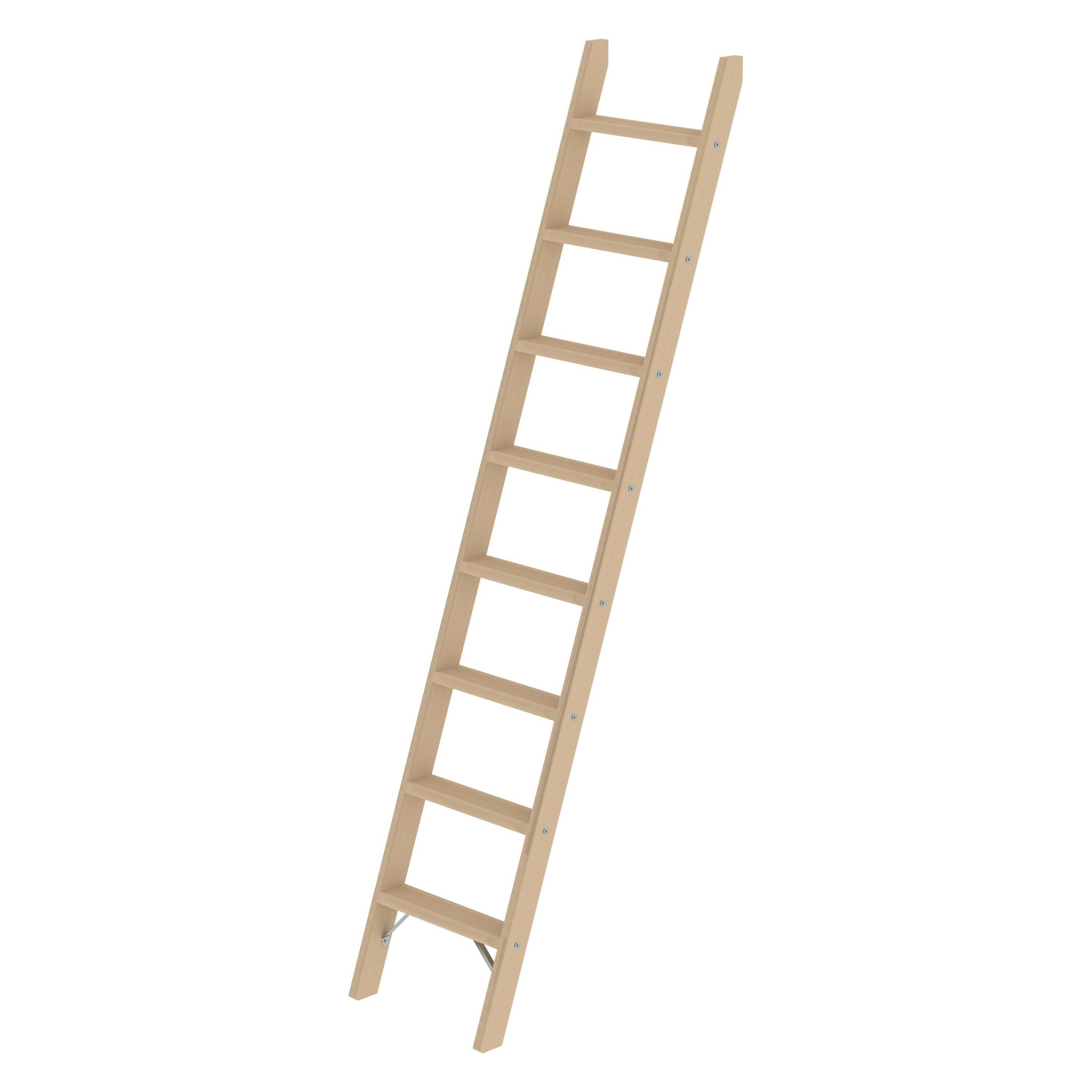 Munk Stufen-Anlegeleiter Holz ohne Traverse 8 Stufen (Anlegeleiter, 219 cm) (033708)