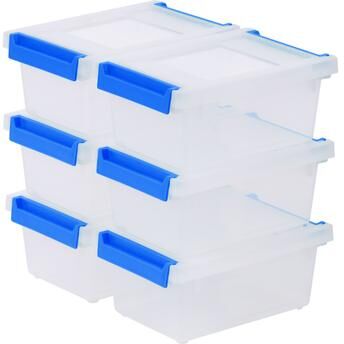 Iris 1 qt. Plastic Storage Clip Box, Clear (6-Pack) - 1 Qt