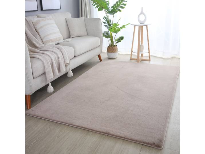 Hochflor-Teppich AYYILDIZ TEPPICHE POUFFY 5100 , auch als Läufer und Rund , beige, B:80cm H:20mm L:250cm, Polyester, Teppiche, Hochflor-Teppich, Läufer, weicher glatter Softflor, Kaninchen Fell Haptik, waschbar