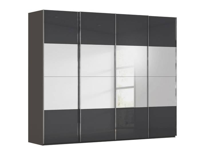 Schwebetürenschrank, Graphit & Schwarz, 271x223x68 cm, Holzwerkstoff, 8 Fächer, Modern, Novel