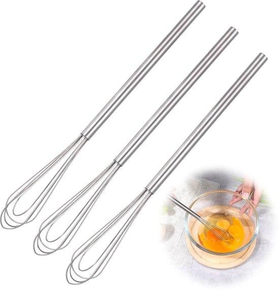 3-delige set roestvrijstalen mini-gardes met 16 cm handgreep, zilver