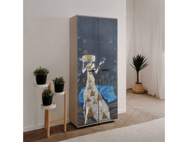 Armoire à chaussures 2 portes 74x34x181 5 cm imprimé unique