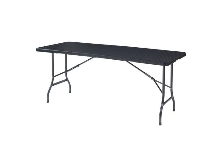 [en.casa] Klapptisch Mark, Schwarz, Kunststoff, Metall, Rechteckig, 180x72x75 cm, Gartenmöbel, Gartentisch, Klapptische