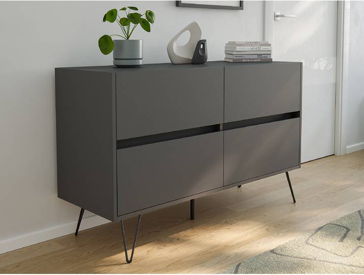 Enfilade Industrial avec tiroirs 76cm Gris/Graphite