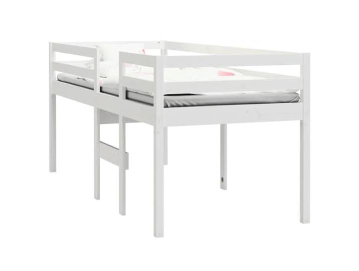 vidaXL Hochbett, Bett mit Sperrholzlatten, Bettgestell für Schlafzimmer, Schlafzimmerbett Bettrahmen Holzbett, Weiß 90x200cm Massivholz Kiefer