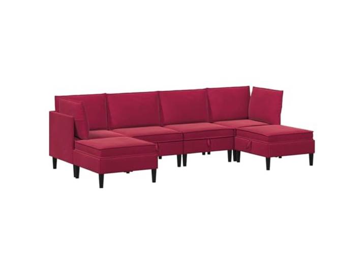 Wohnzimmer Möbel Set 6 Pcs Rotwein Velour Mit Schaumstoff, Ergonomisches Design, einfache Wartung, Modern Stil