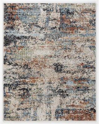 MDA Rugs Aura Luxe Collection Abstract Blue/Rust Area Rug
