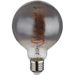 Filament Leuchtmittel Vintage LED Glühbirne E27 Retro Edison Lampe Kugel dimmbar, Glas rauch, 8 Watt 280 Lumen 2000 Kelvin warmweiß, DxH 9,5x13,8 cm