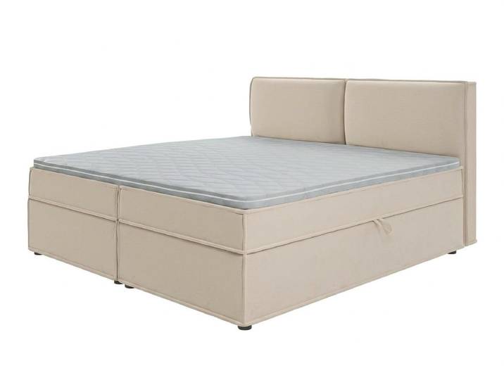 Xlmoebel Boxspringbett Beiges Boxspringbett 200x200 cm mit Stauraum und Matratze, Made in Europa