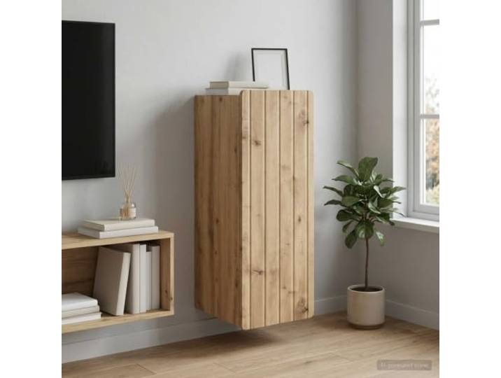 Wandschrank Holzwerkstoff Artisan-Eiche 33x34,5x94 cm mit Pendeltüren Vintage-Design, Holzwerkstoff, 90-Grad-Pendeltüren, Regale, Wohnzimmer, moderne Aufbewahrung