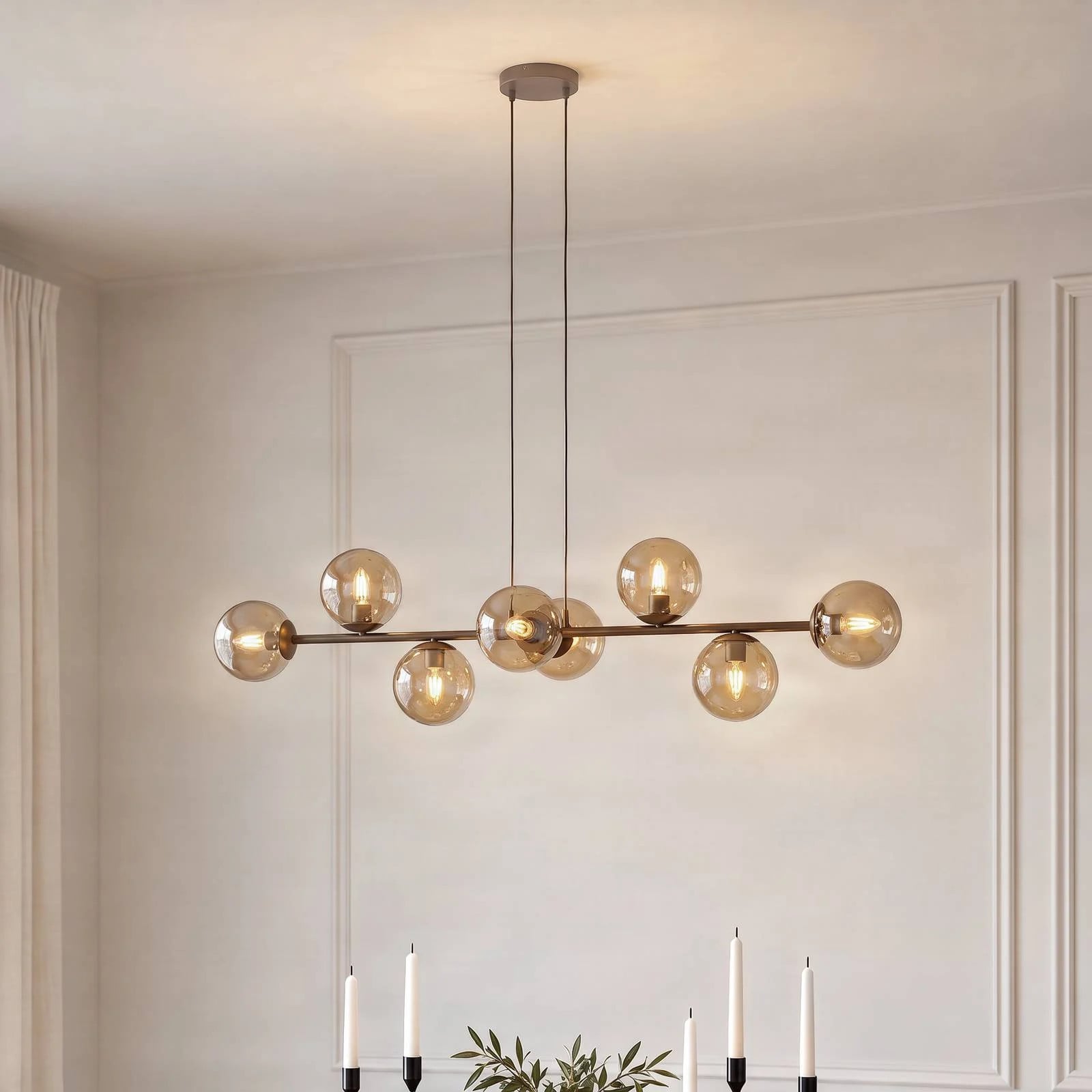 Emibig Lighting Hanglamp Rossi, dimbaar, crème / amber, Glas, Modern