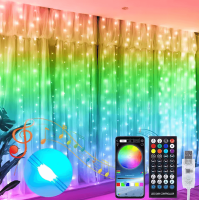 Inspire Curations Smart RGB LED Curtain Lights With App Control And Music Sync dream Color rgbic 3x2m no Plug