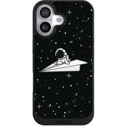 Nivocase Handyhülle für Apple iPhone 17 Hülle NIVOpure Case Schwarz Astronaut Comic Papier (Apple iPhone 17), Smartphone Hülle, Schwarz