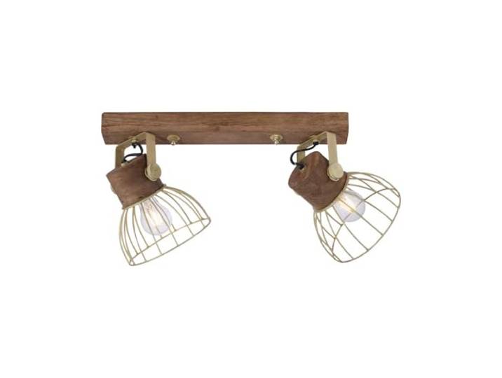 Wandleuchte Wandlampe Deckenleuchte Flurleuchte Holz Messing-matt L 64 cm