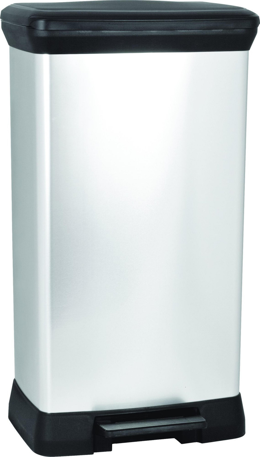 Curver Deco Bin Afvalbak, 50 liter, zilverkleurig