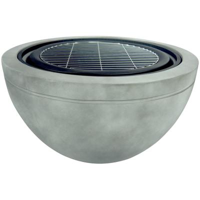 Feuerschale BUSCHBECK "Madrid 60 grau", grau, H:51cm Ø:60cm, Magnesia, Stahl, Feuerkörbe, ØxH: 60x51 cm, mit Grillfunktion