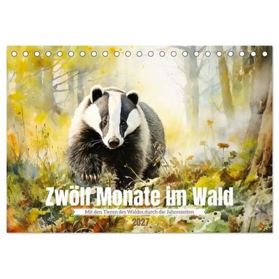 Zwölf Monate im Wald (Tischkalender 2027 DIN A5 quer), CALVENDO Monatskalender
