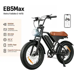 isinwheel M60 E-Fatbike Cruiser mit 26 Zoll Fat Tires 750W Motor