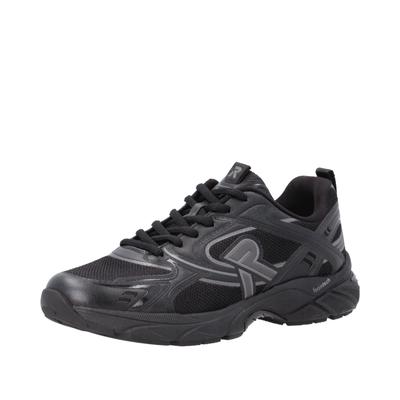Keilsneaker RIEKER SPORT, Damen, Gr. 36, schwarz, Lederimitat, Textil, Strukturmuster, unifarben, Schuhe, Plateau, Freizeitschuh, Halbschuh mit Kontrastbesätzen