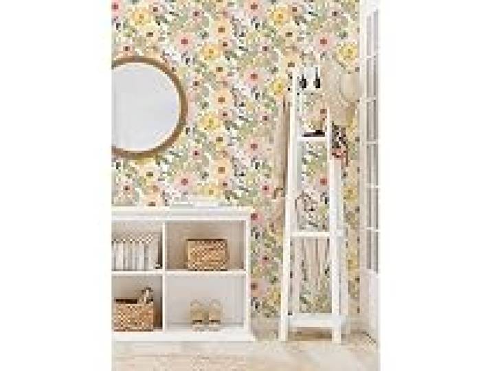 Papier peint auto-adhésif - Motifs Floraux Charmes du Sud - Jaune Corail