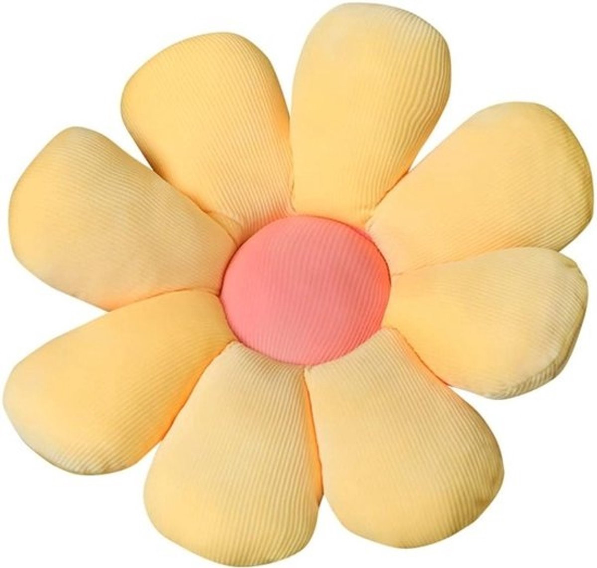 Geel Bloemvormige Zitzak van Pluche - Schattig Zacht Kussen voor Kinderen en Volwassenen, Diameter: 38 cm