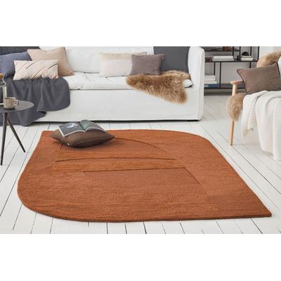 Teppich WECON HOME "Dodo", braun (lehm braun), B:140cm H:10mm L:200cm, Schurwolle, Teppiche, Teppich, Wollteppich, asymmetrisch, hochwertig, handgetuftet, robust, modern