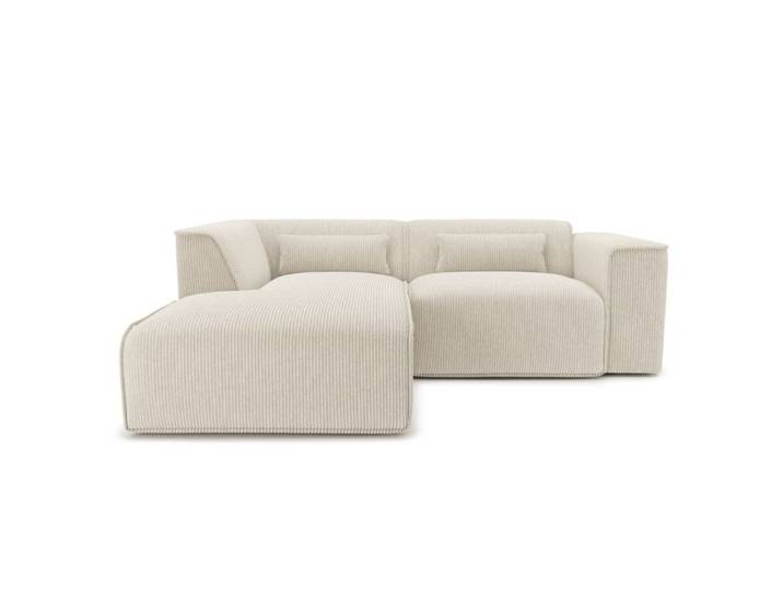 Canapé d'angle gauche fixe NUNA 4 places velours côtelé beige