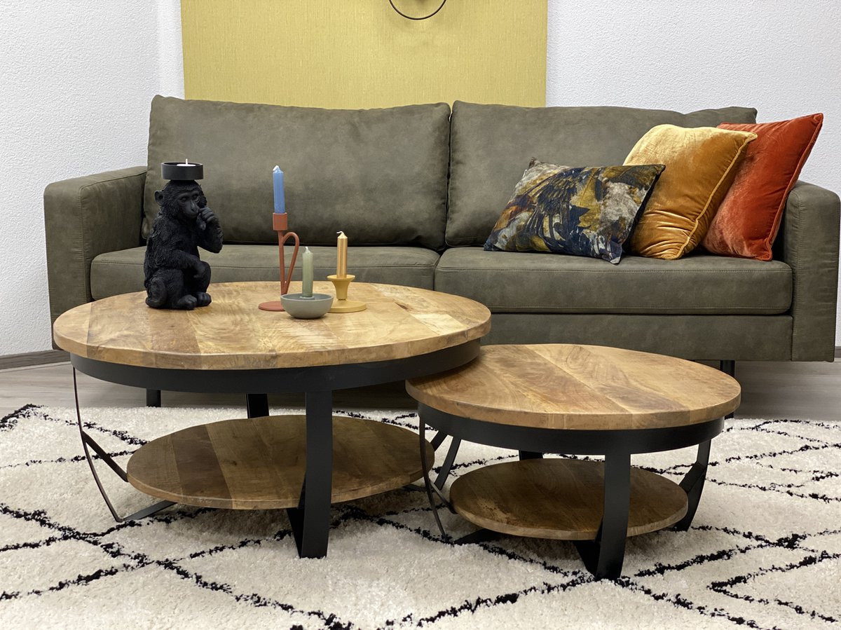 The Copperbarn ronde salontafel van mangohout