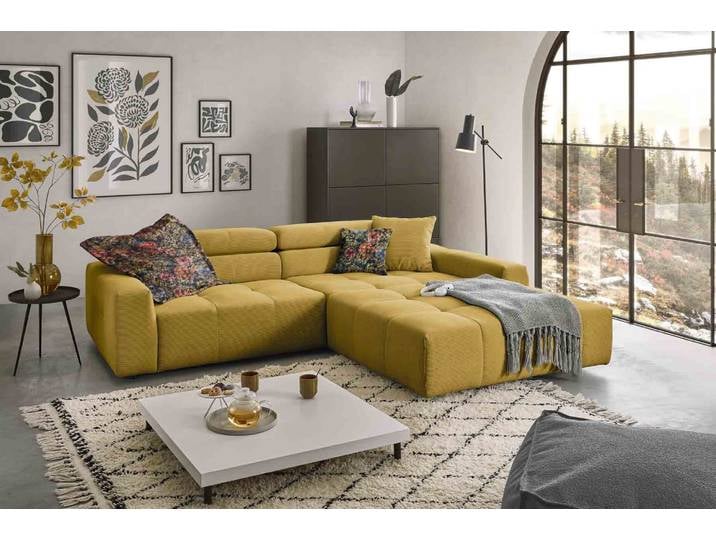 Candy Denver Ecksofa Feincord manuelle Kopfteilverstellung
