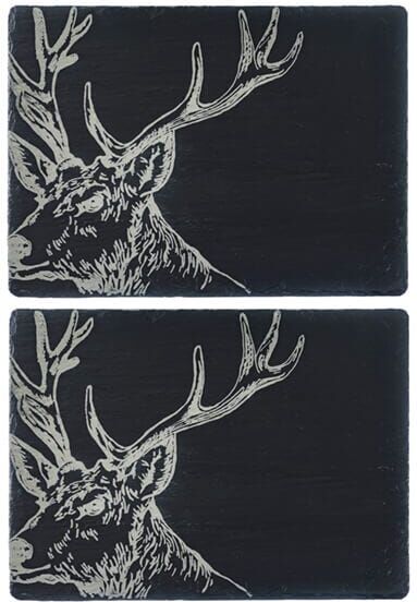 Selbrae House Just Slate Company Set of 2 Stag Slate Placemats