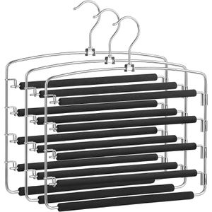 Songmics Hosenbügel CRI041BK, aus Metall, Mehrfachbügel mit rutschfestem Bezug, schwarz, 38cm, 3 Stück
